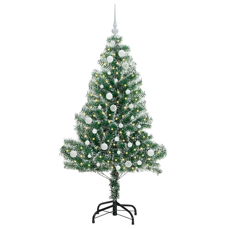 Vidaxx sapin de Noël artificiel neige tressé avec lumière LED 150 cm