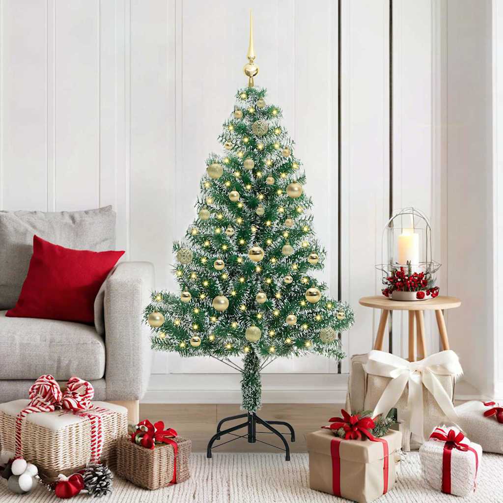 Vidaxx sapin de Noël artificiel neige tressé avec lumière LED 150 cm