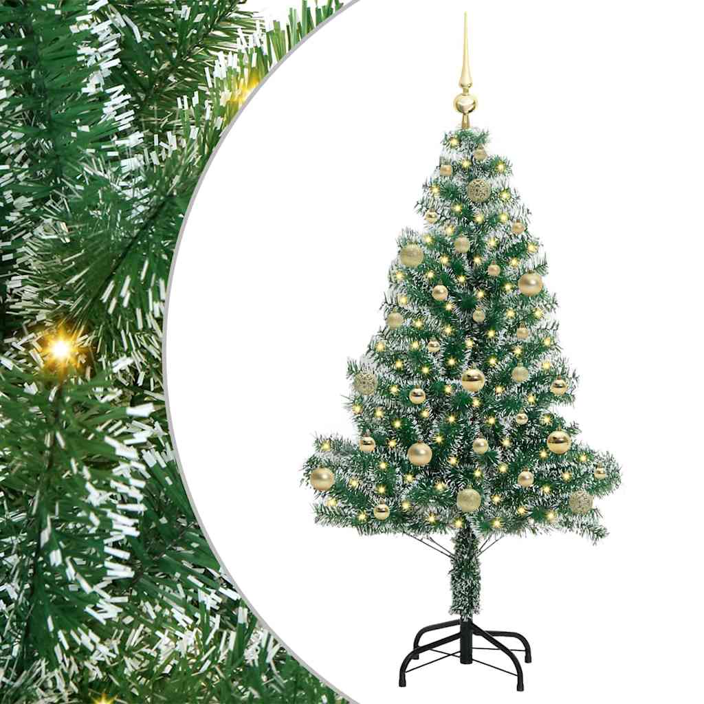 Vidaxx sapin de Noël artificiel neige tressé avec lumière LED 150 cm