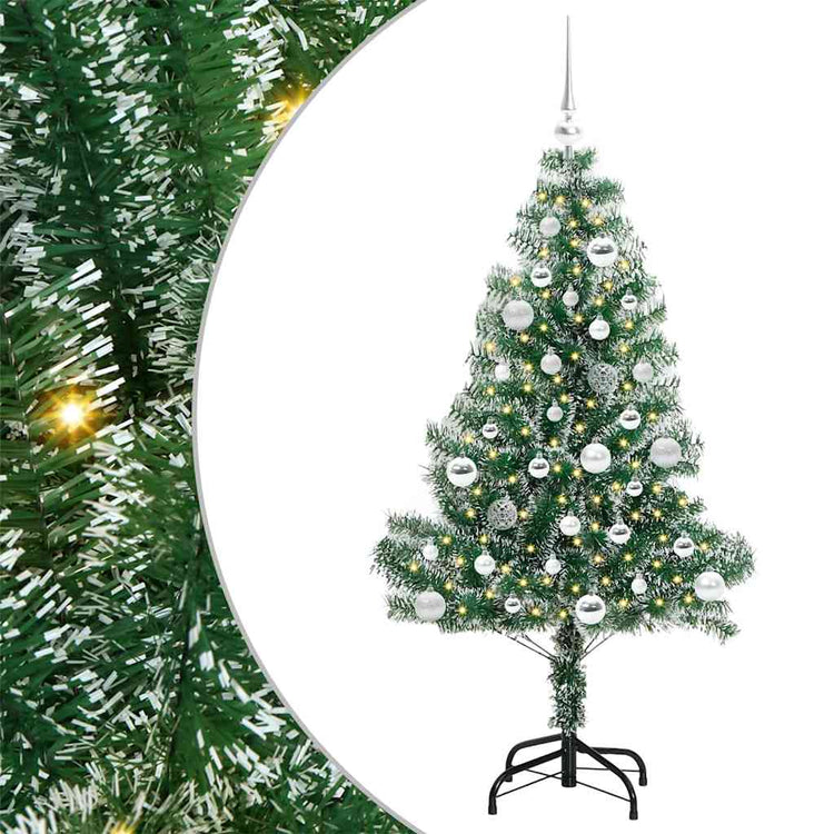 Vidaxx sapin de Noël artificiel neige tressé avec lumière LED 150 cm