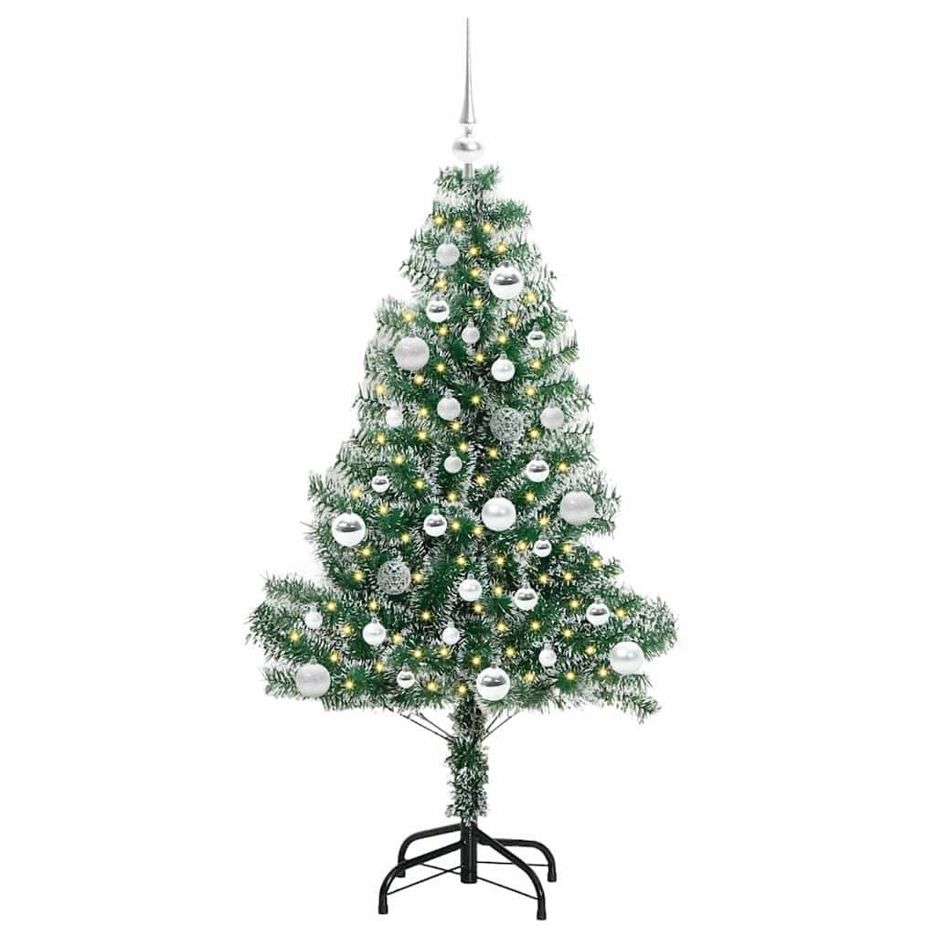 Vidaxx sapin de Noël artificiel neige tressé avec lumière LED 150 cm