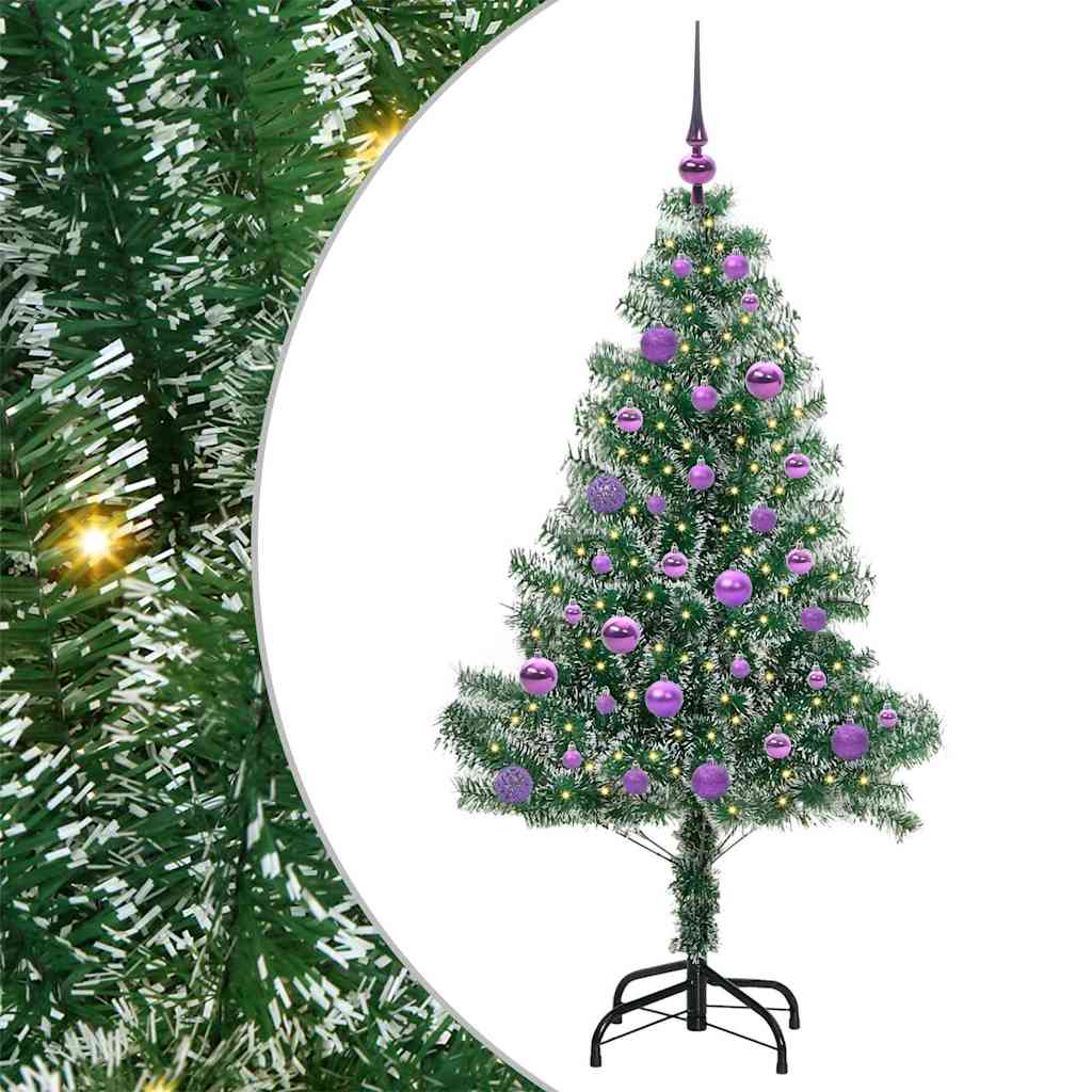 Vidaxx sapin de Noël artificiel neige tressé avec lumière LED 150 cm