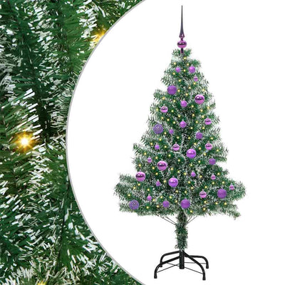 Vidaxx sapin de Noël artificiel neige tressé avec lumière LED 150 cm