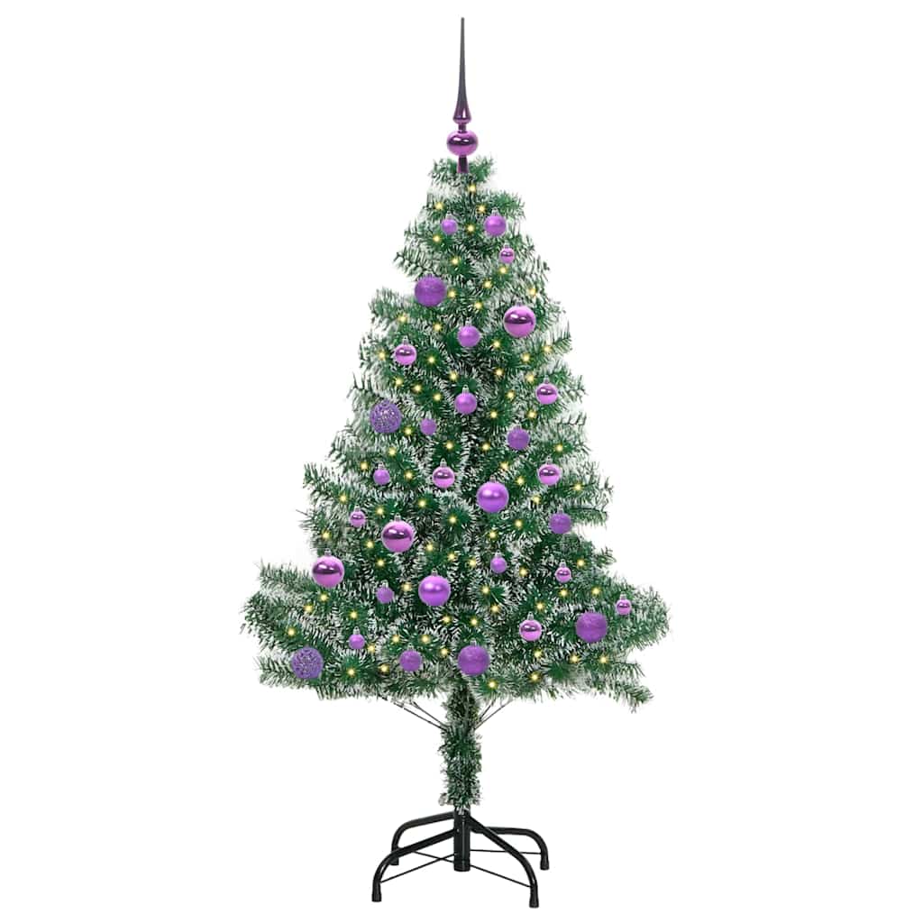 Vidaxx sapin de Noël artificiel neige tressé avec lumière LED 150 cm