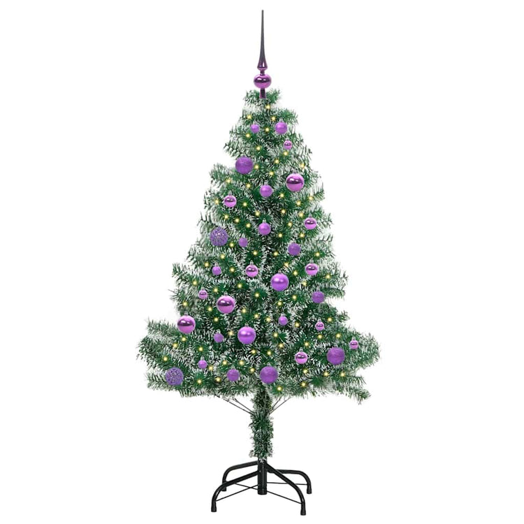 Vidaxx sapin de Noël artificiel neige tressé avec lumière LED 150 cm