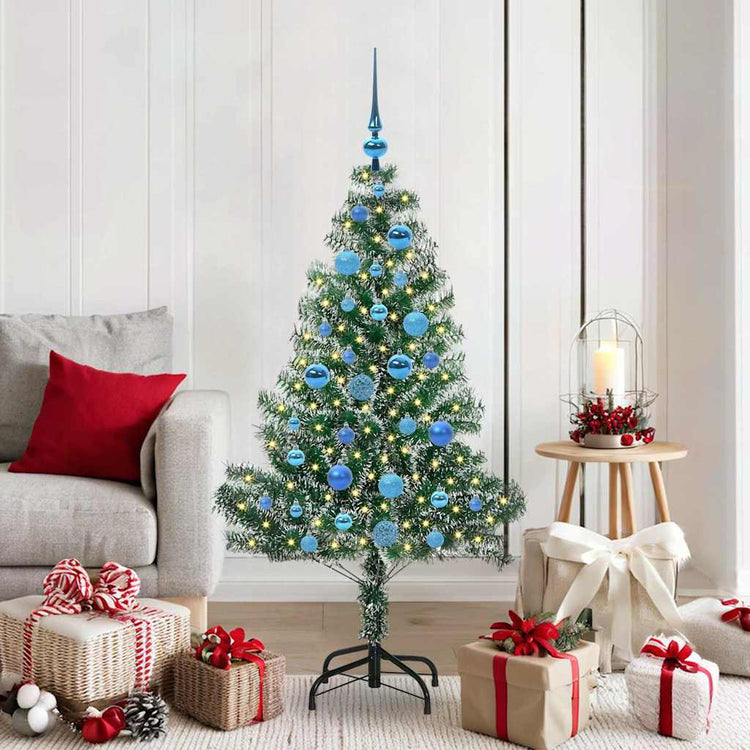 Vidaxx sapin de Noël artificiel neige tressé avec lumière LED 150 cm