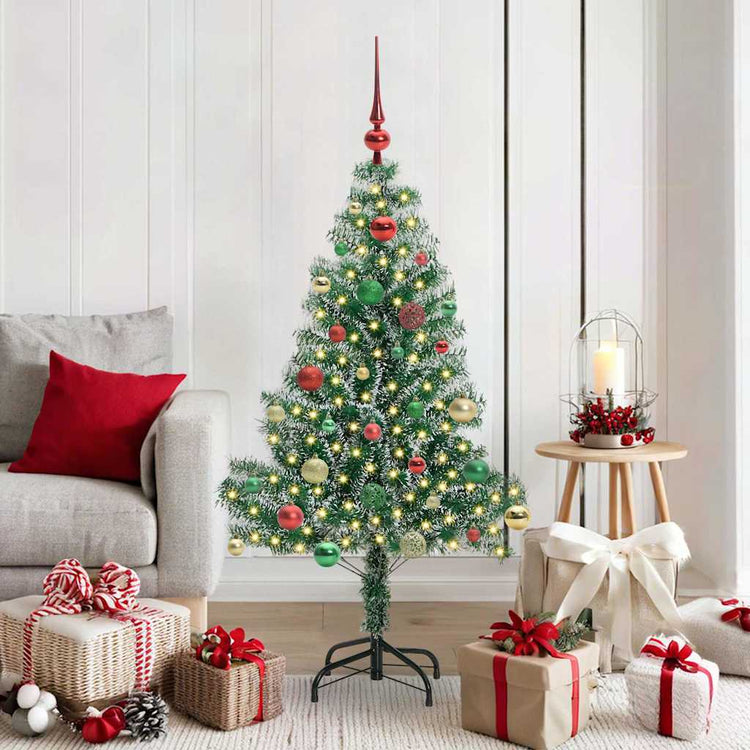 Vidaxx sapin de Noël artificiel neige tressé avec lumière LED 150 cm