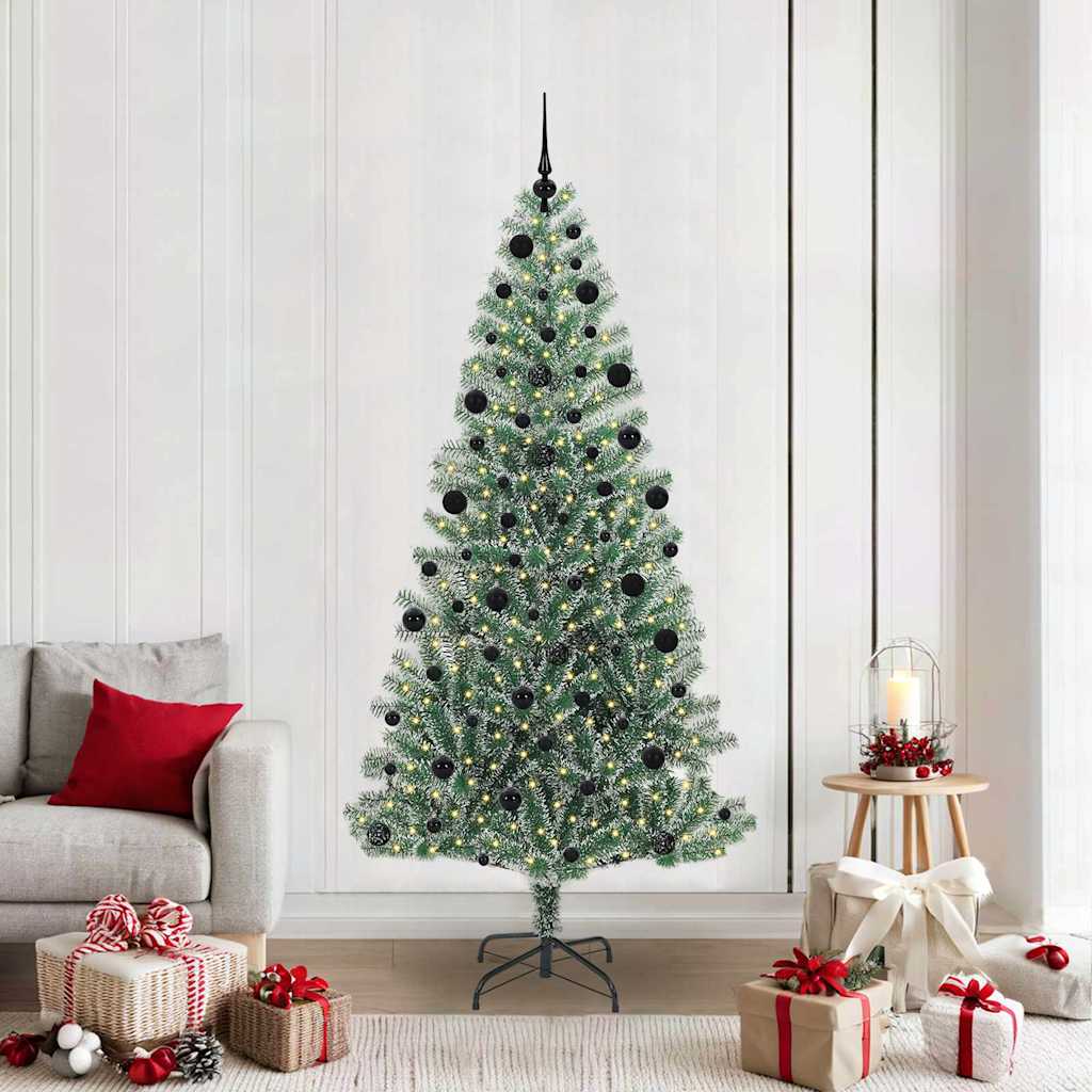 Vidaxx sapin de Noël artificiel neige tressé avec lumière LED 210 cm
