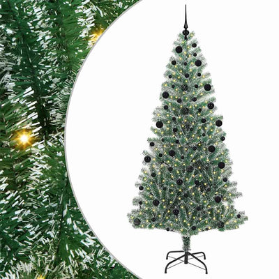 Vidaxx sapin de Noël artificiel neige tressé avec lumière LED 210 cm