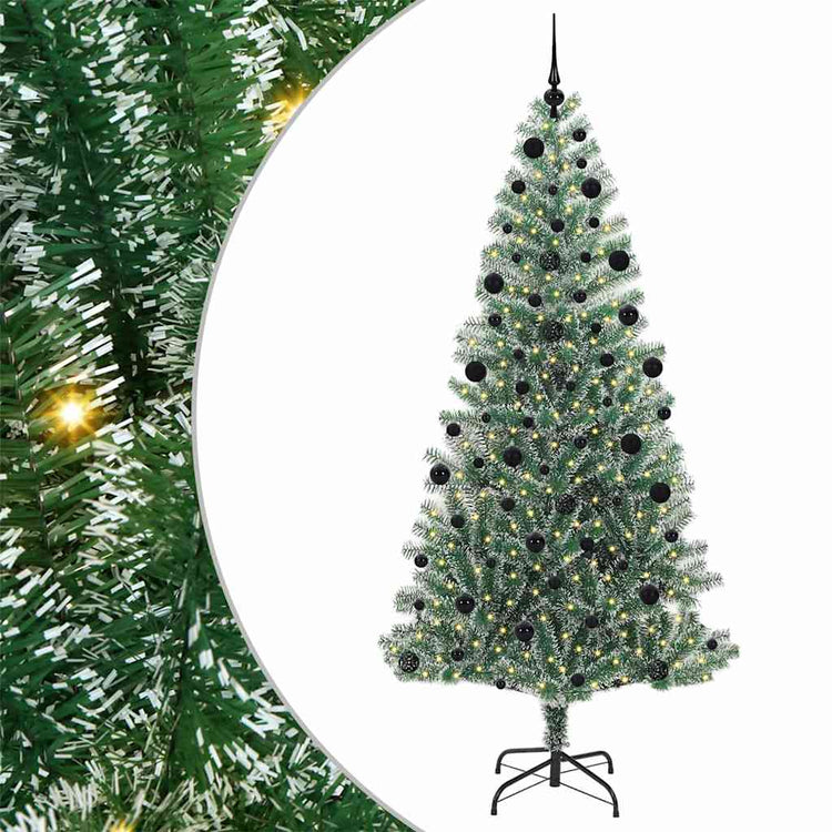 Vidaxx sapin de Noël artificiel neige tressé avec lumière LED 210 cm