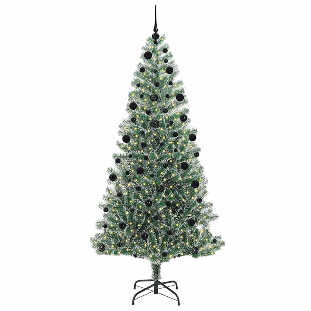 Vidaxx sapin de Noël artificiel neige tressé avec lumière LED 210 cm