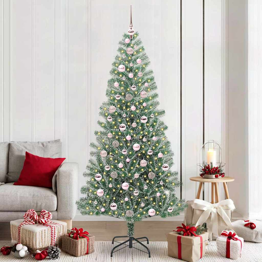 Vidaxx sapin de Noël artificiel neige tressé avec lumière LED 210 cm