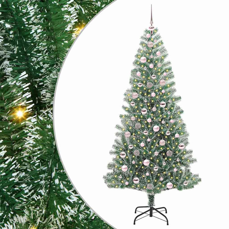 Vidaxx sapin de Noël artificiel neige tressé avec lumière LED 210 cm