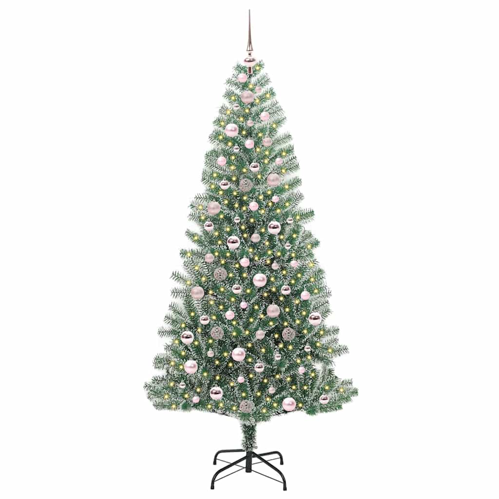 Vidaxx sapin de Noël artificiel neige tressé avec lumière LED 210 cm