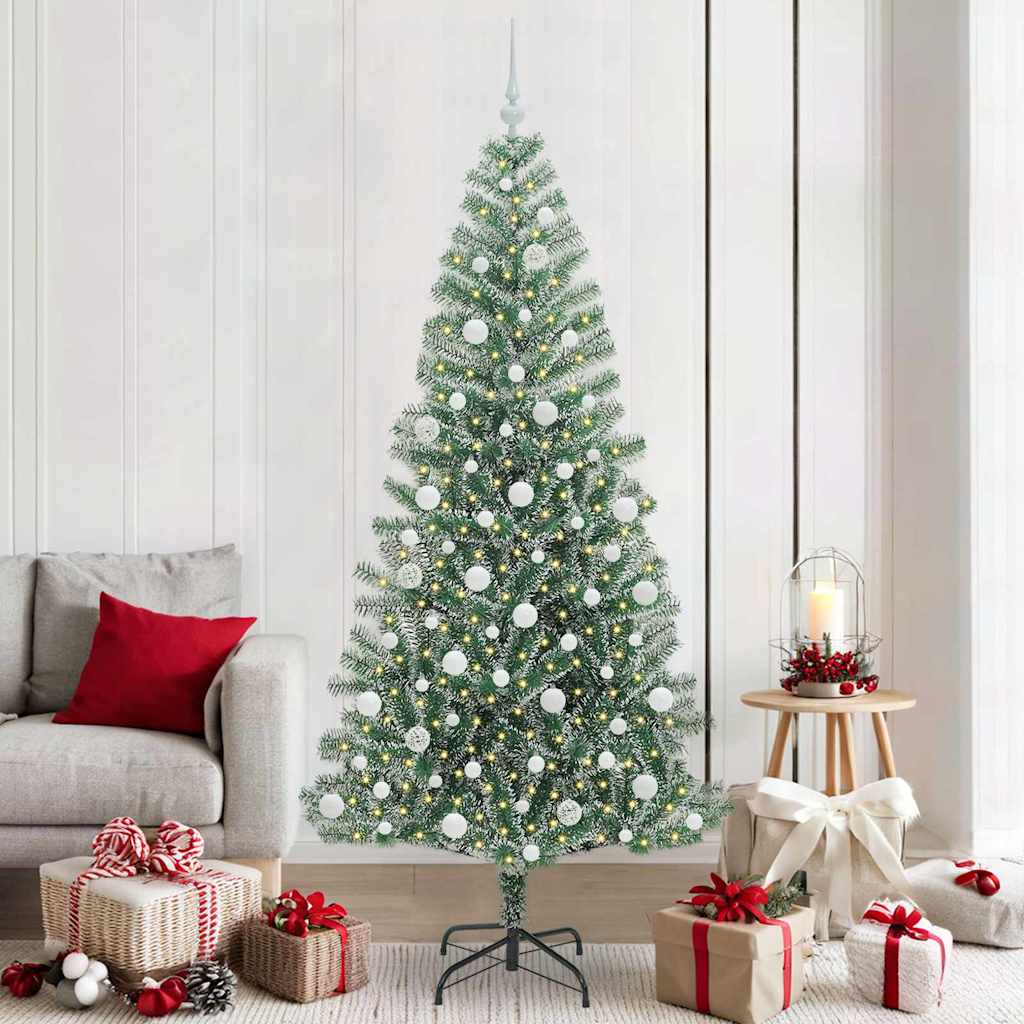 Vidaxx sapin de Noël artificiel neige tressé avec lumière LED 210 cm