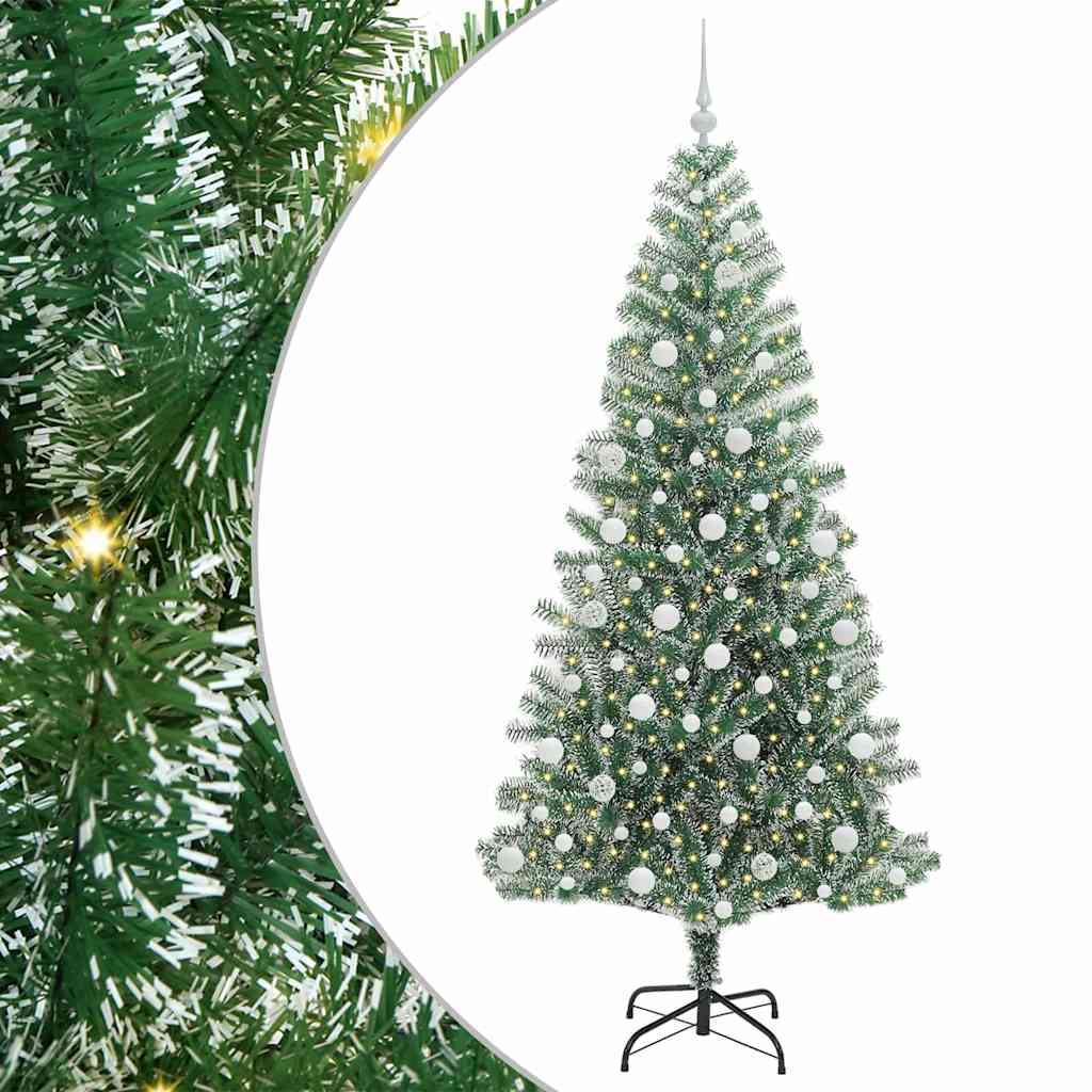 Vidaxx sapin de Noël artificiel neige tressé avec lumière LED 210 cm