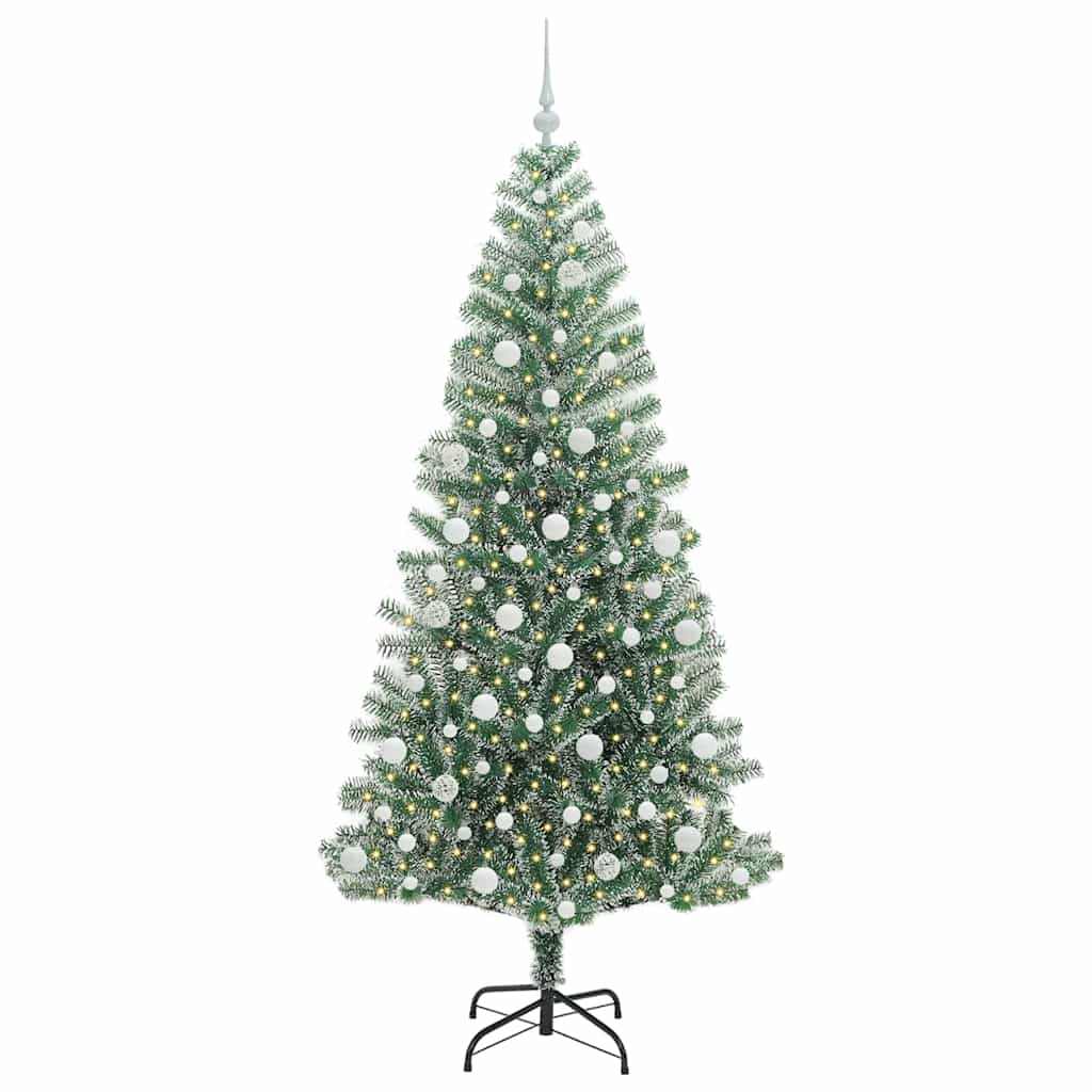 Vidaxx sapin de Noël artificiel neige tressé avec lumière LED 210 cm