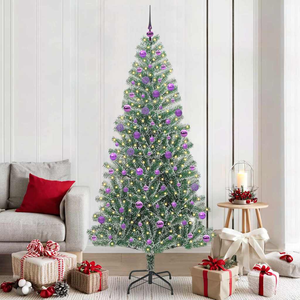 Vidaxx sapin de Noël artificiel neige tressé avec lumière LED 210 cm