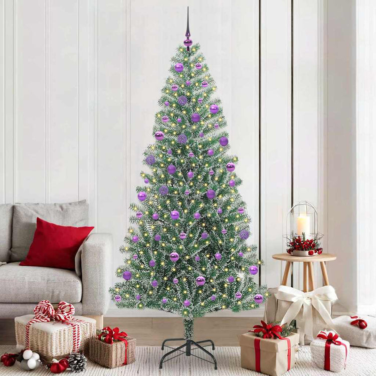 Vidaxx sapin de Noël artificiel neige tressé avec lumière LED 210 cm