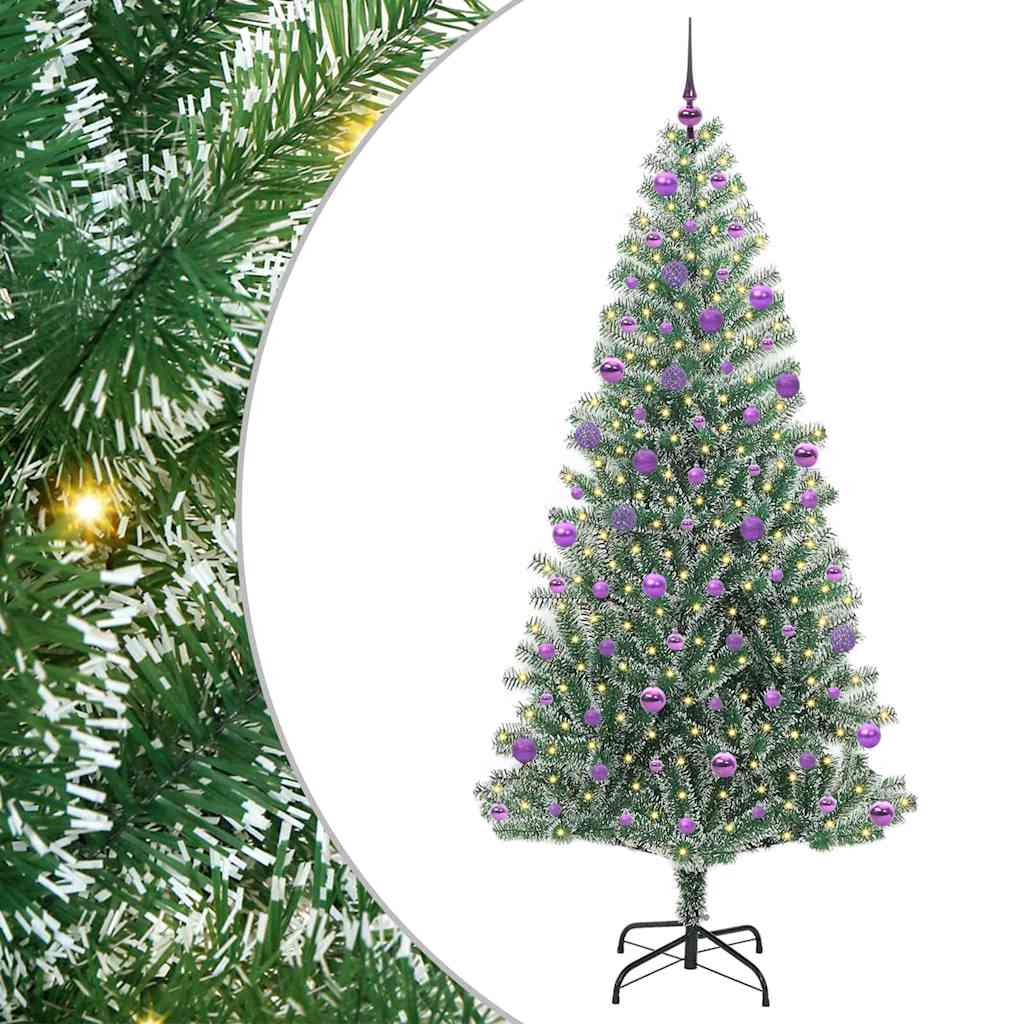 Vidaxx sapin de Noël artificiel neige tressé avec lumière LED 210 cm