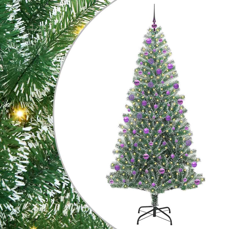 Vidaxx sapin de Noël artificiel neige tressé avec lumière LED 210 cm
