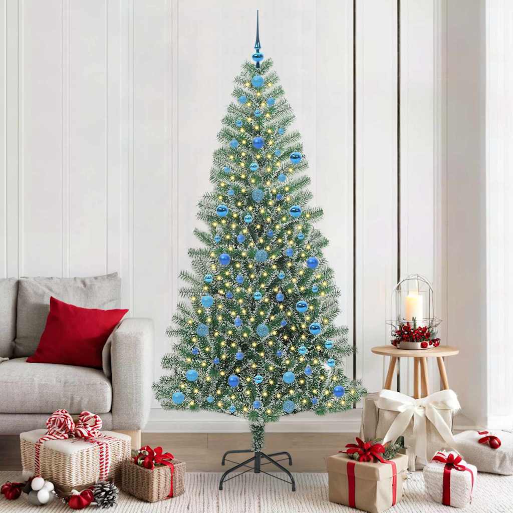 Vidaxx sapin de Noël artificiel neige tressé avec lumière LED 210 cm