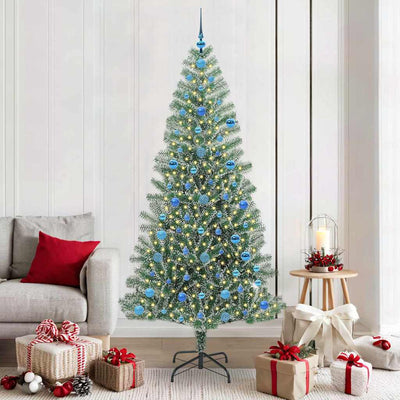 Vidaxx sapin de Noël artificiel neige tressé avec lumière LED 210 cm