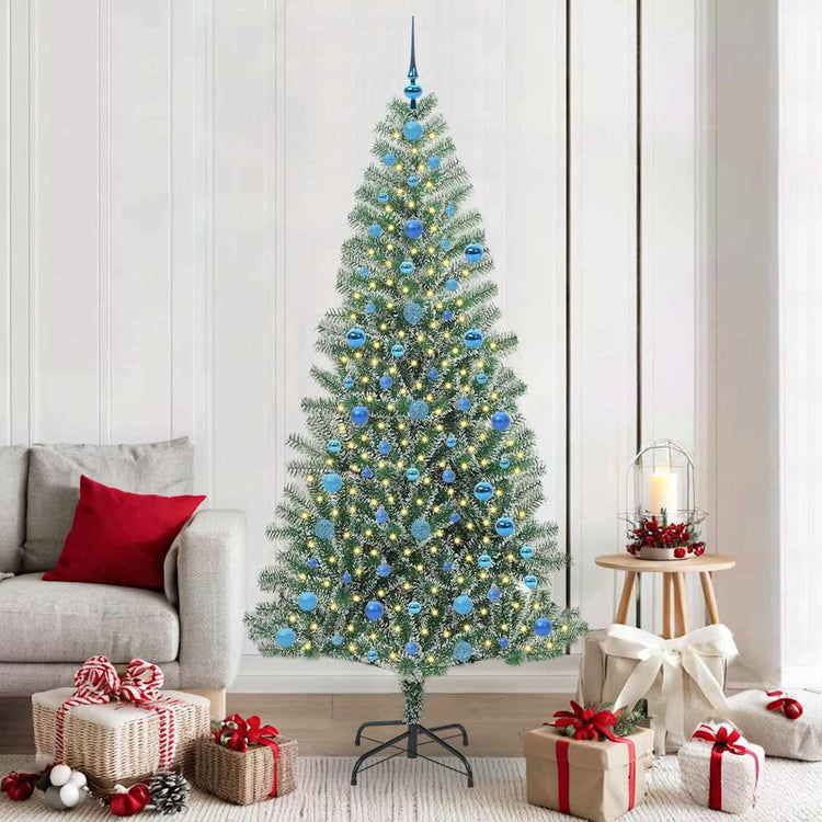 Vidaxx sapin de Noël artificiel neige tressé avec lumière LED 210 cm