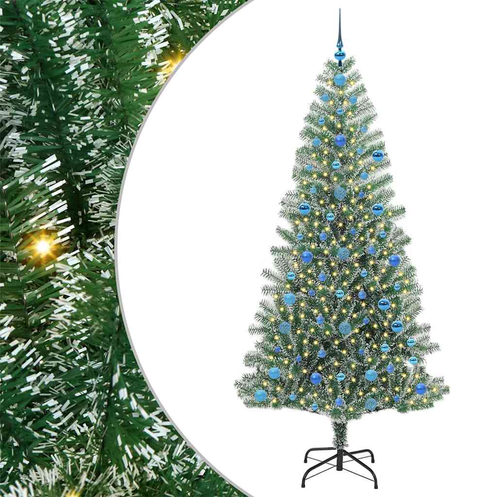 Vidaxx sapin de Noël artificiel neige tressé avec lumière LED 210 cm