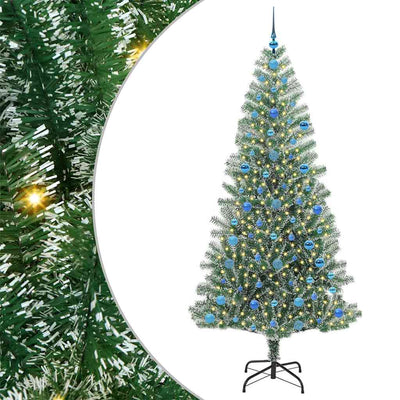 Vidaxx sapin de Noël artificiel neige tressé avec lumière LED 210 cm