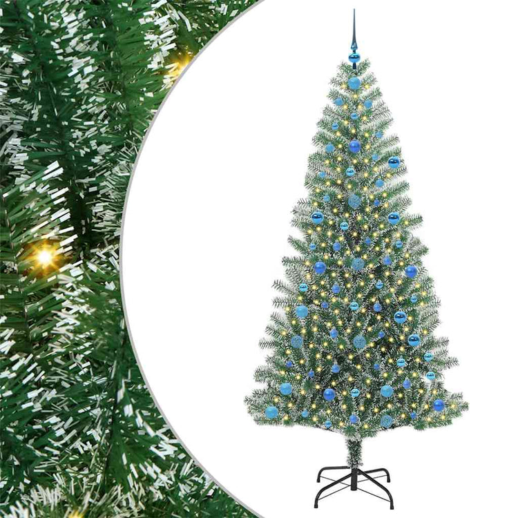 Vidaxx sapin de Noël artificiel neige tressé avec lumière LED 210 cm