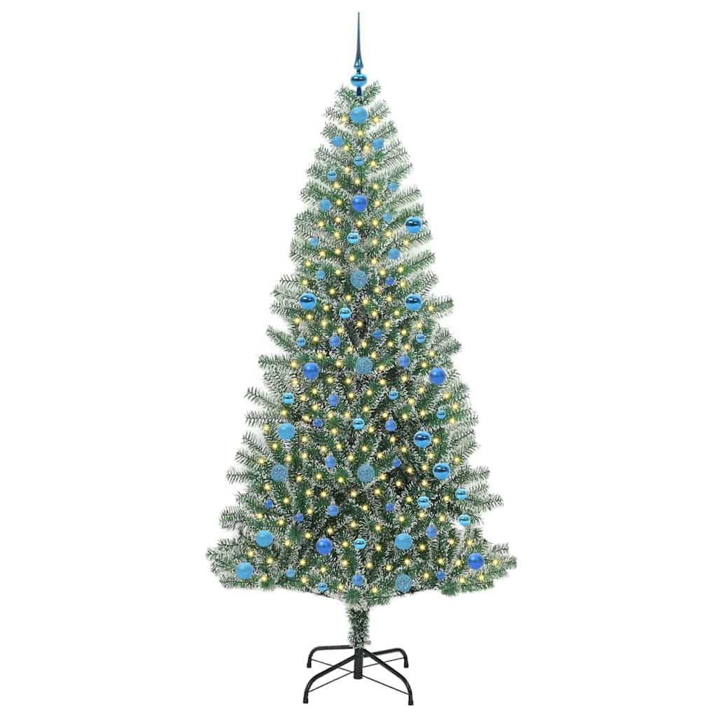 Vidaxx sapin de Noël artificiel neige tressé avec lumière LED 210 cm