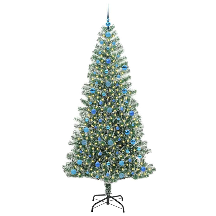Vidaxx sapin de Noël artificiel neige tressé avec lumière LED 210 cm