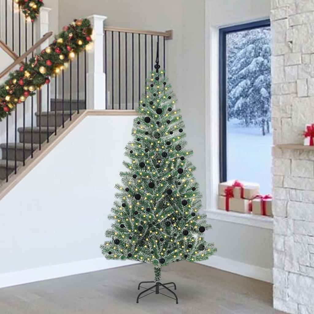 Vidaxx sapin de Noël artificiel neige tressé avec lumière LED 240 cm