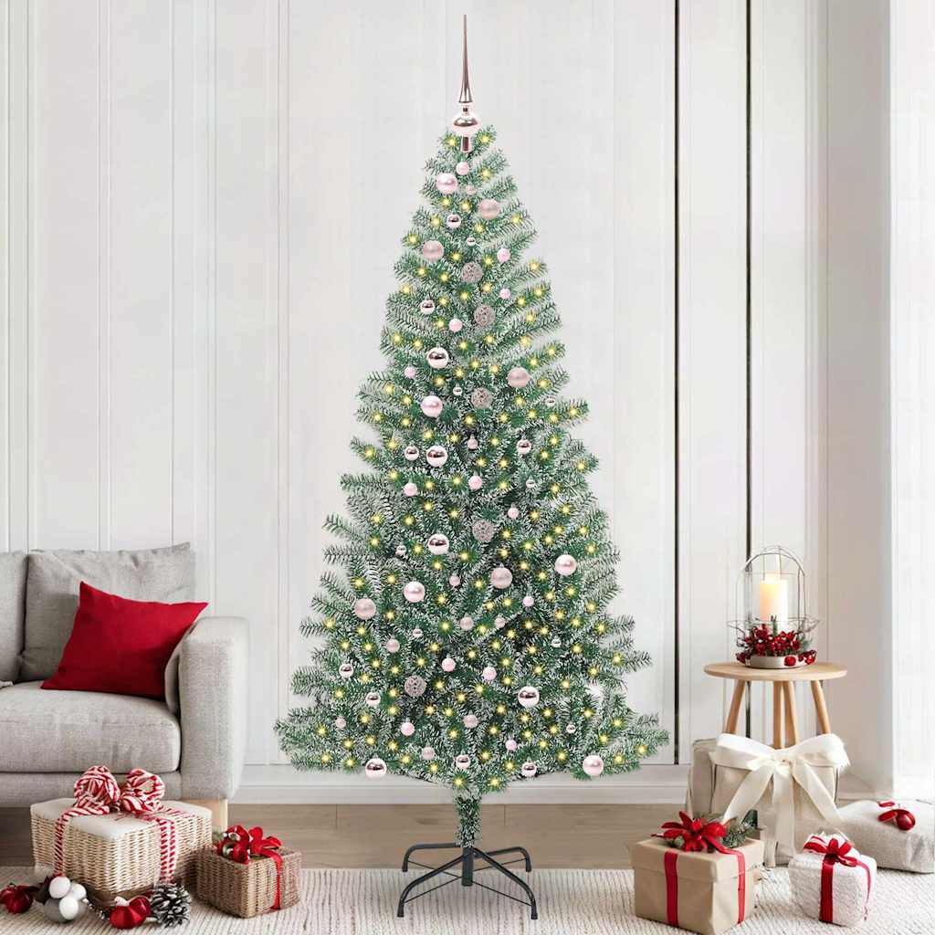 Vidaxx sapin de Noël artificiel neige tressé avec lumière LED 240 cm