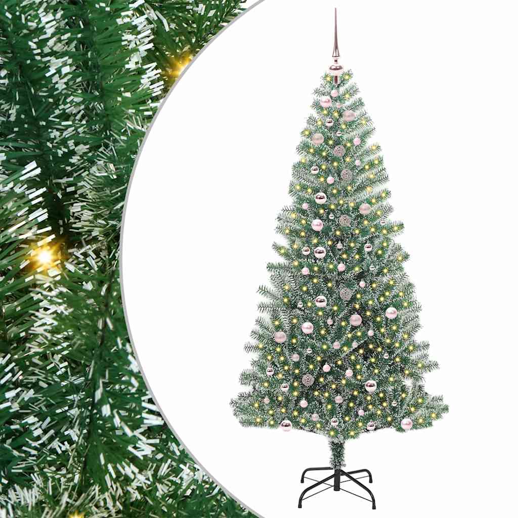 Vidaxx sapin de Noël artificiel neige tressé avec lumière LED 240 cm