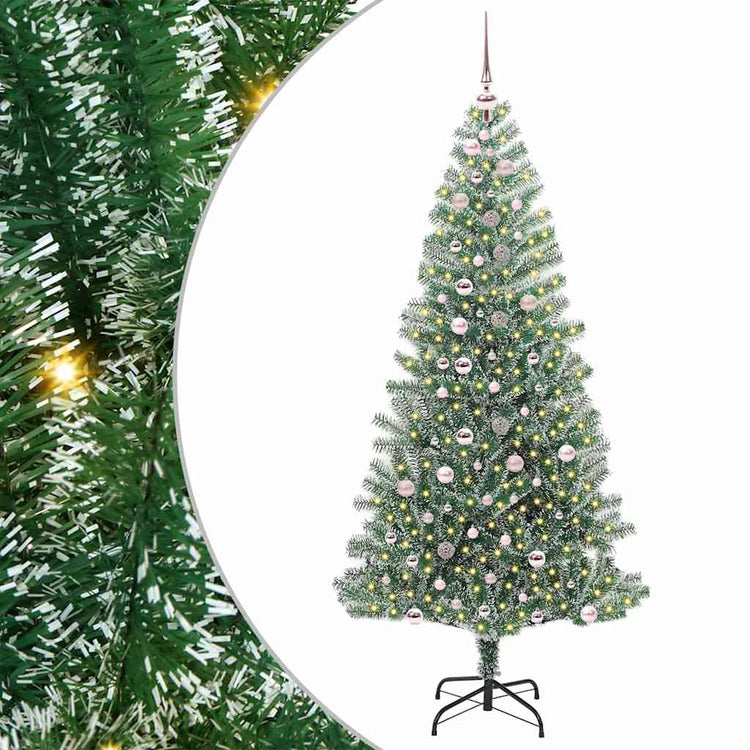 Vidaxx sapin de Noël artificiel neige tressé avec lumière LED 240 cm