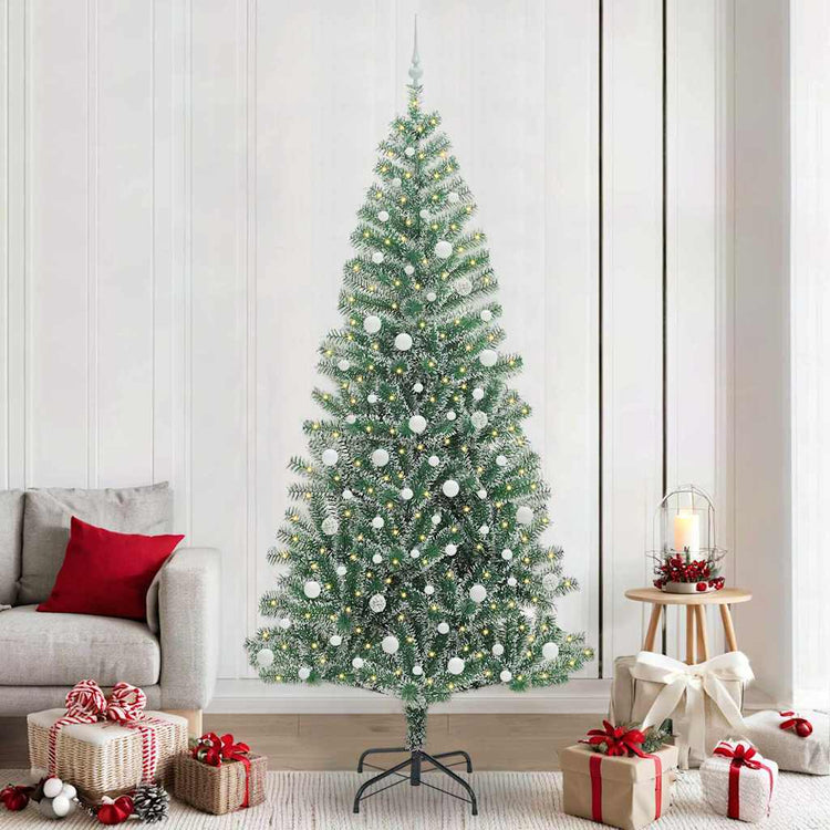 Vidaxx sapin de Noël artificiel neige tressé avec lumière LED 240 cm