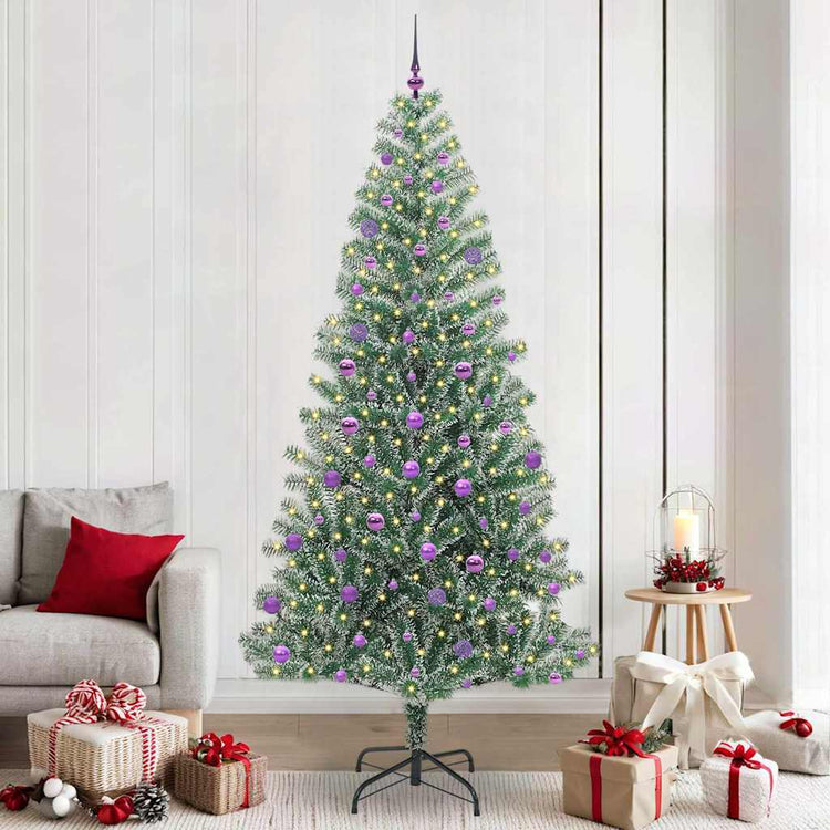 Vidaxx sapin de Noël artificiel neige tressé avec lumière LED 240 cm