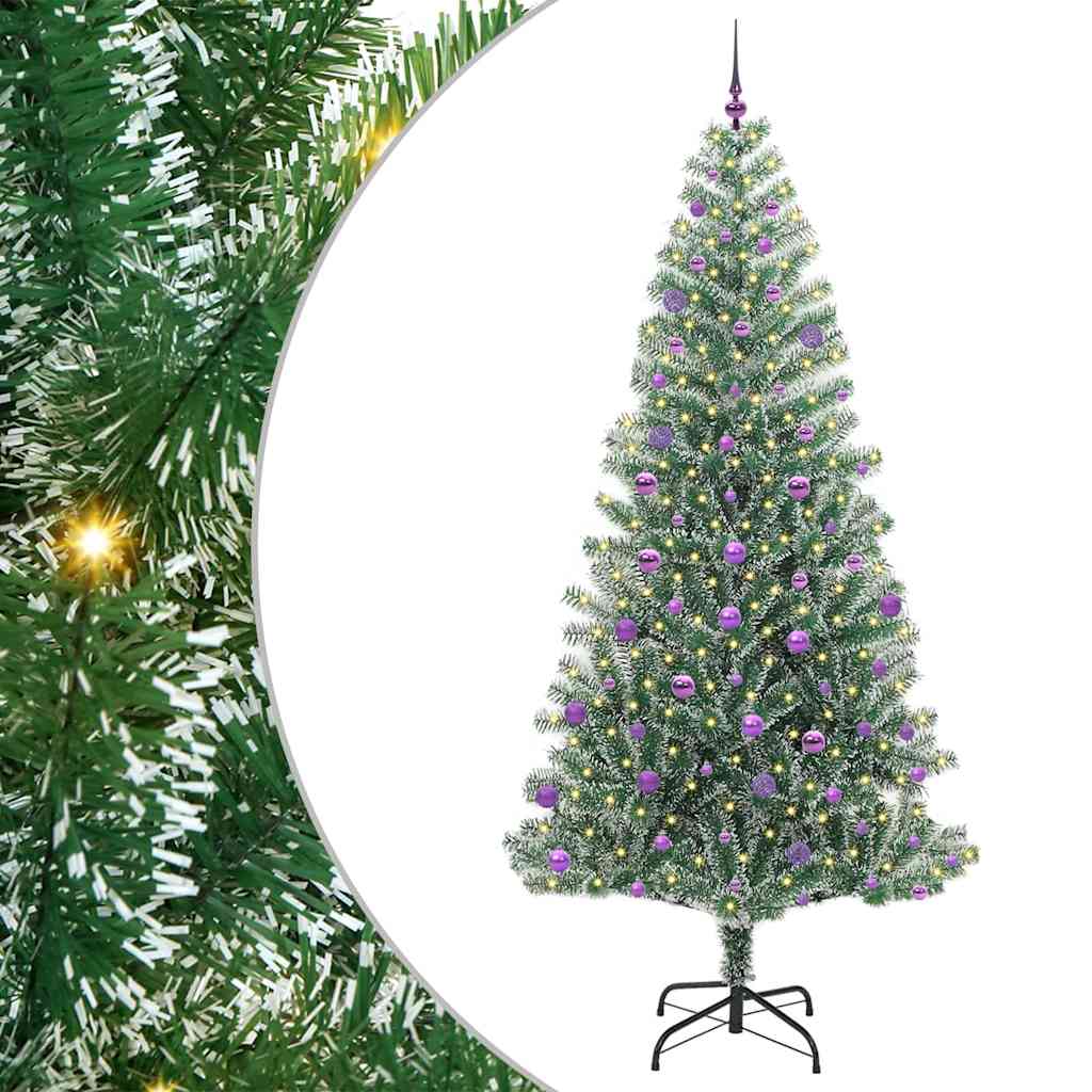 Vidaxx sapin de Noël artificiel neige tressé avec lumière LED 240 cm