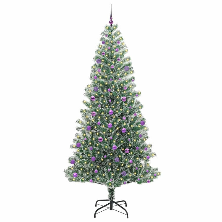 Vidaxx sapin de Noël artificiel neige tressé avec lumière LED 240 cm