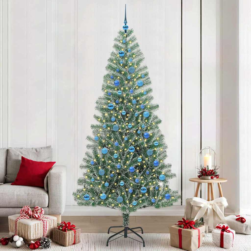 Vidaxx sapin de Noël artificiel neige tressé avec lumière LED 240 cm