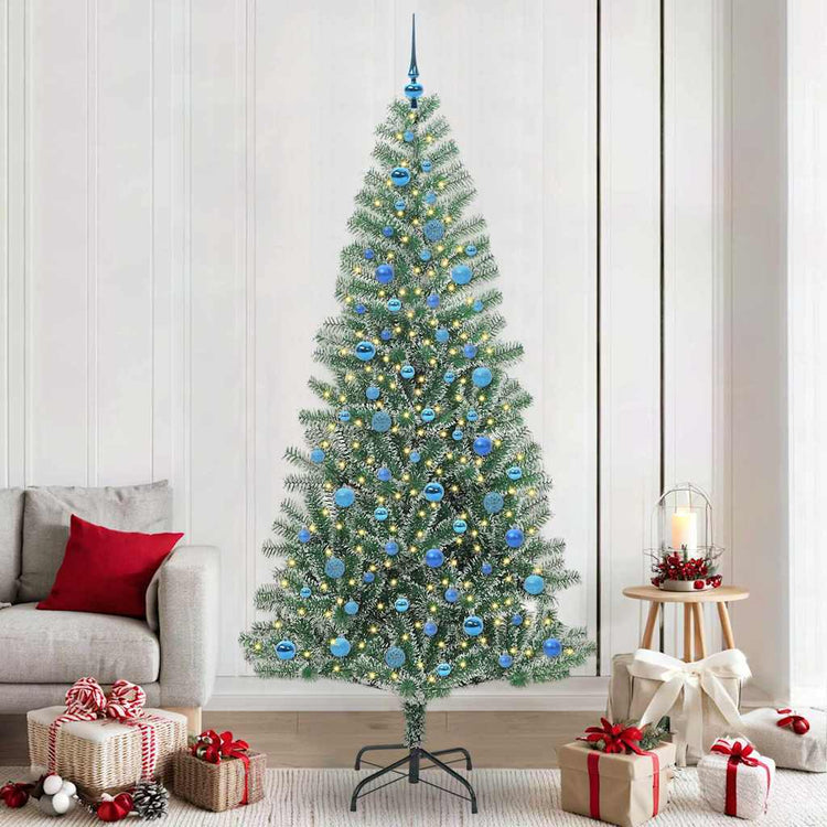 Vidaxx sapin de Noël artificiel neige tressé avec lumière LED 240 cm