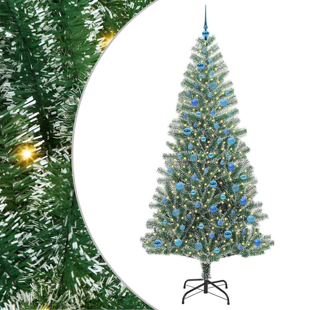 Vidaxx sapin de Noël artificiel neige tressé avec lumière LED 240 cm