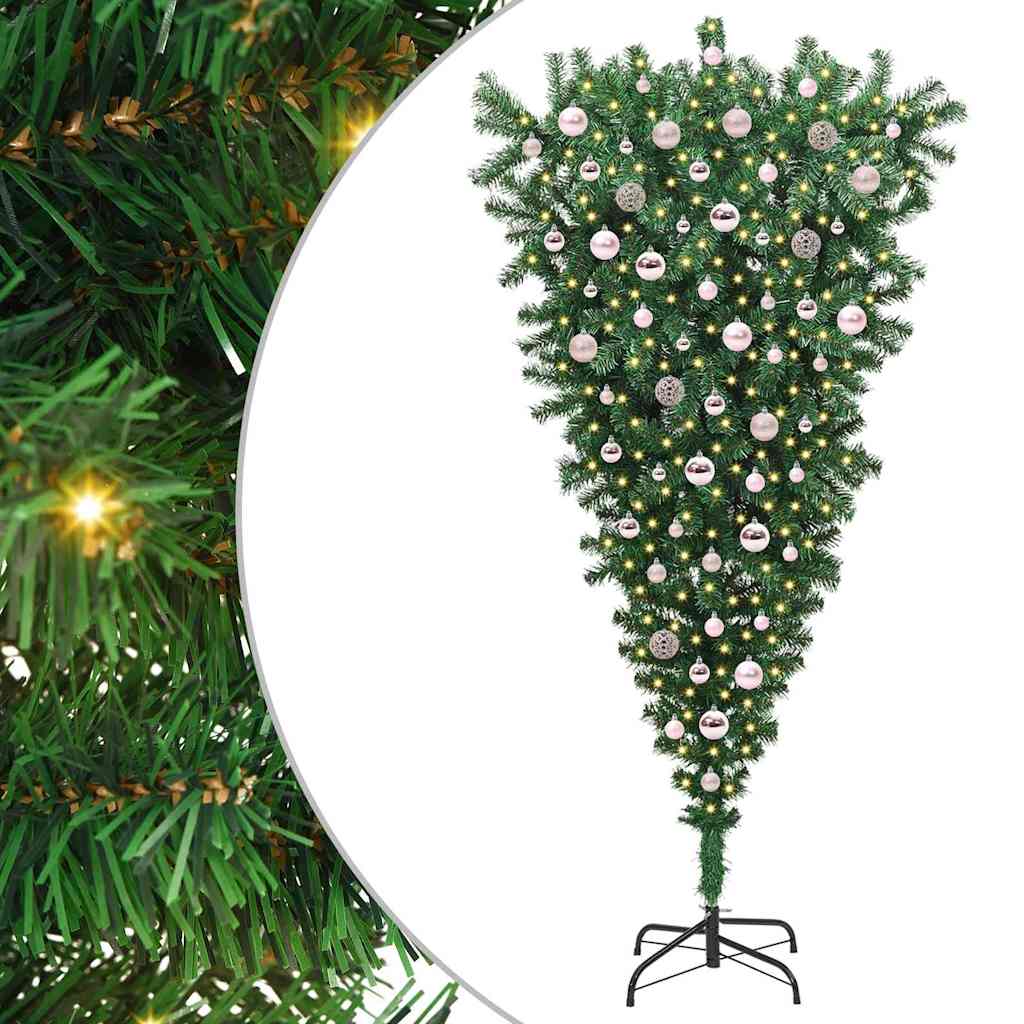 Vidaxx sapin de Noël artificiel suspendu avec jeu de boules vert 210 cm PVC