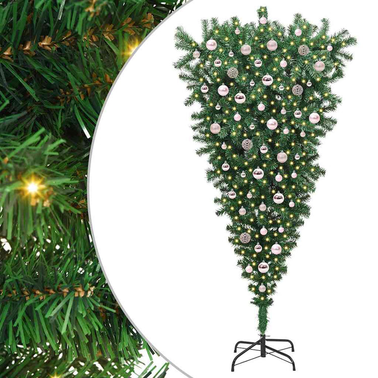 Vidaxx sapin de Noël artificiel suspendu avec jeu de boules vert 210 cm PVC