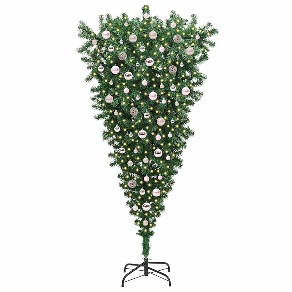 Vidaxx sapin de Noël artificiel suspendu avec jeu de boules vert 210 cm PVC
