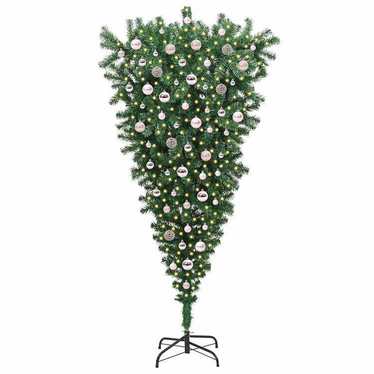 Vidaxx sapin de Noël artificiel suspendu avec jeu de boules vert 210 cm PVC