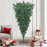 VidaXL sapin de Noël artificiel inversé avec jeu de boules vert 210 cm PVC - afbeelding 1