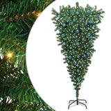 VidaXL sapin de Noël artificiel inversé avec jeu de boules vert 210 cm PVC - afbeelding 2